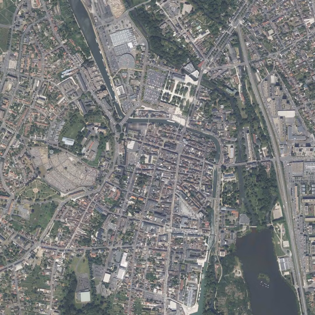 Montargis aujourd'hui, le centre vu du ciel