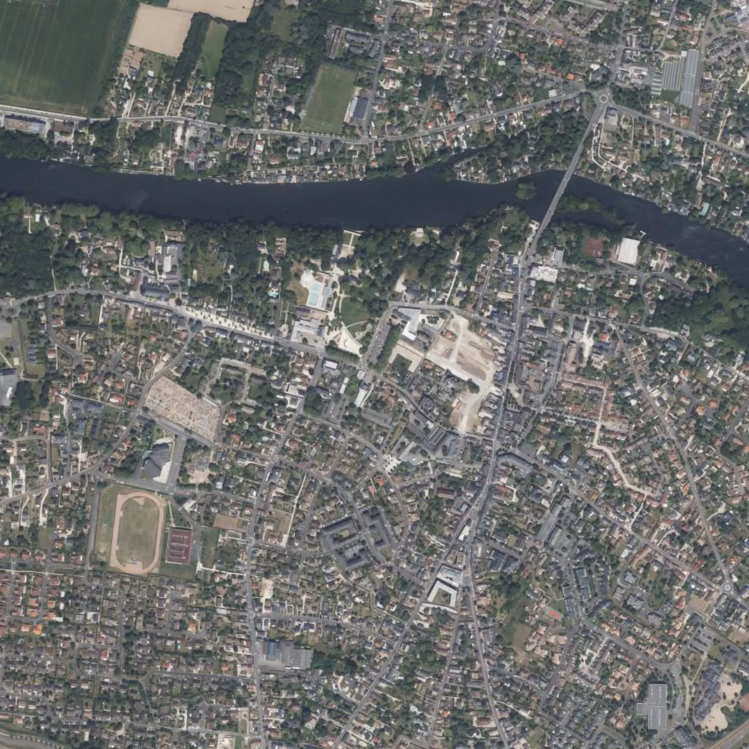 Olivet aujourd'hui, le centre vu du ciel
