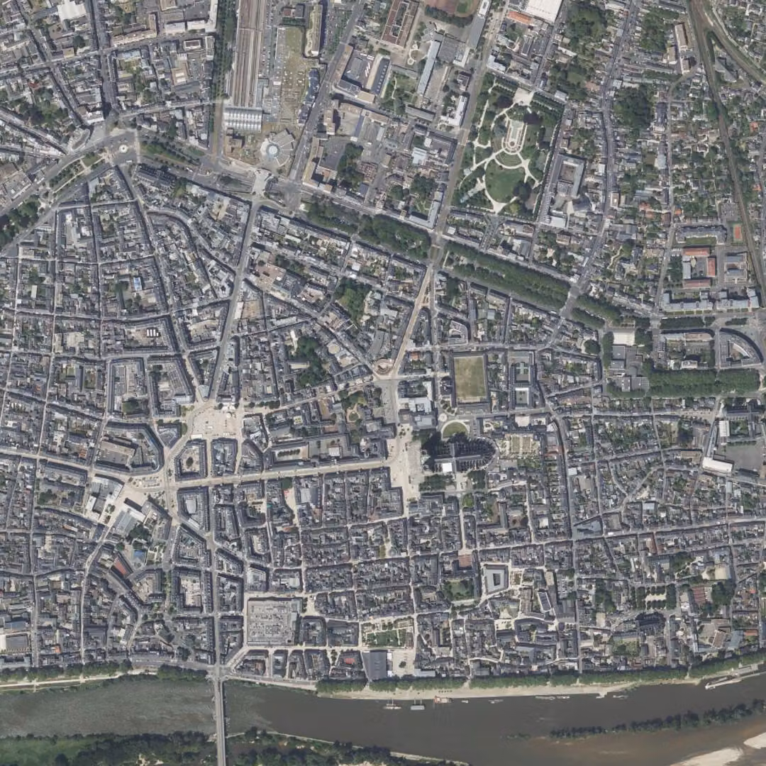 Orléans aujourd'hui, le centre vu du ciel