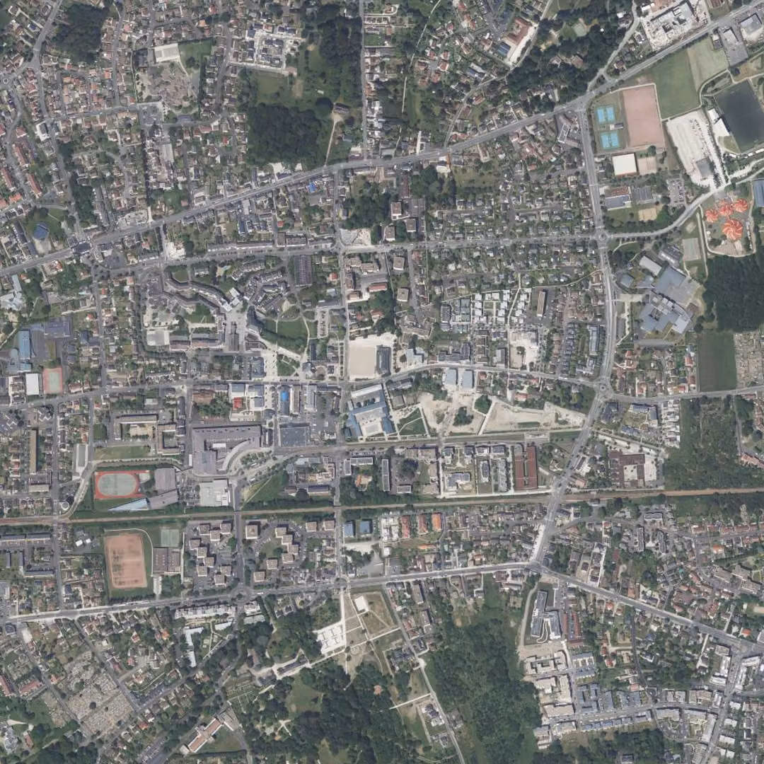 Saint-Jean-de-Braye aujourd'hui, le centre vu du ciel