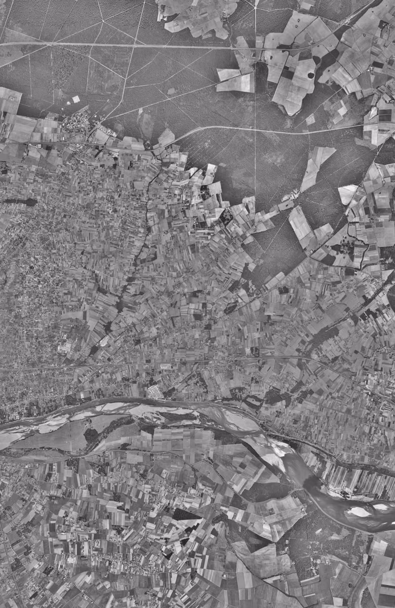 Saint-Jean-de-Braye en 1954, le territoire vu du ciel, au même cadrage