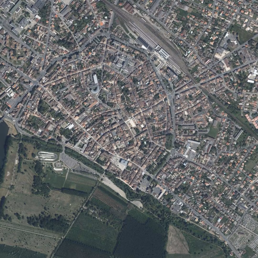 Marmande aujourd'hui, le centre vu du ciel