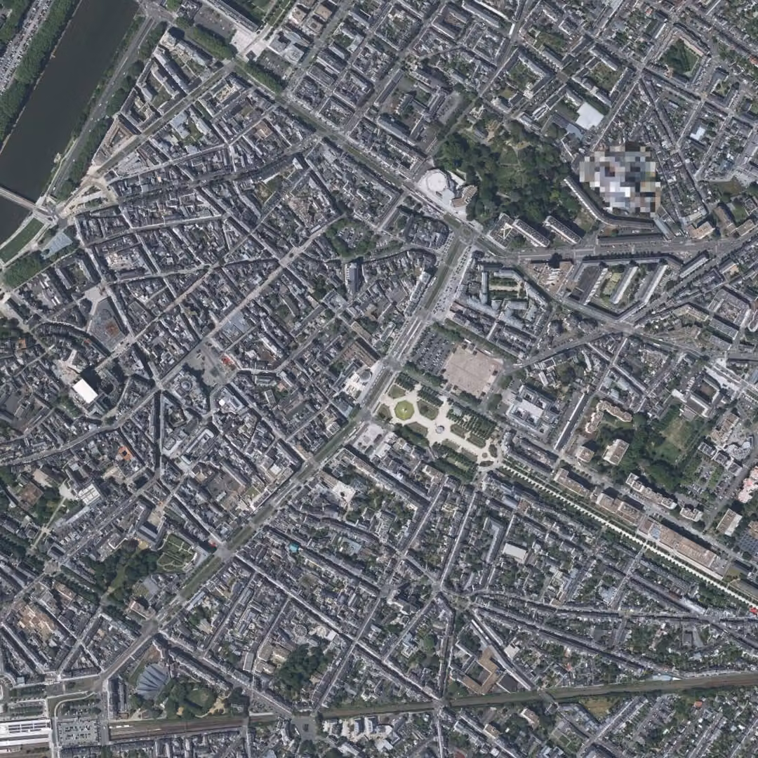 Angers aujourd'hui, le centre vu du ciel