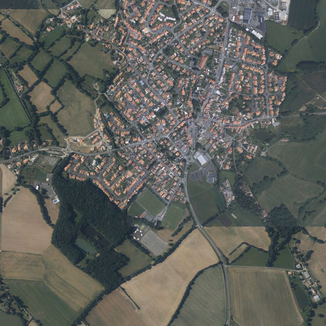 Cholet aujourd'hui, le centre vu du ciel