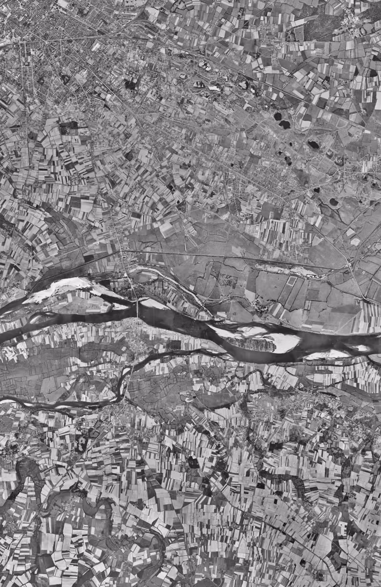 Les Ponts-de-Cé en 1949, le territoire vu du ciel, au même cadrage