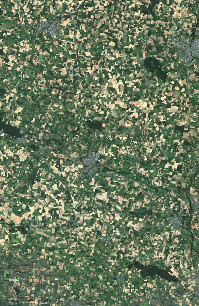 Segré-en-Anjou Bleu aujourd'hui, le territoire vu du ciel