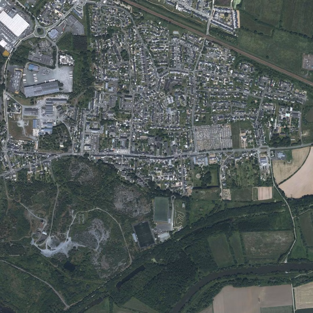 Trélazé aujourd'hui, le centre vu du ciel
