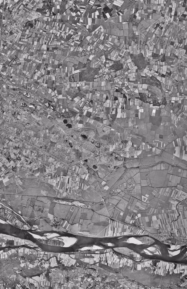 Trélazé en 1949, le territoire vu du ciel, au même cadrage