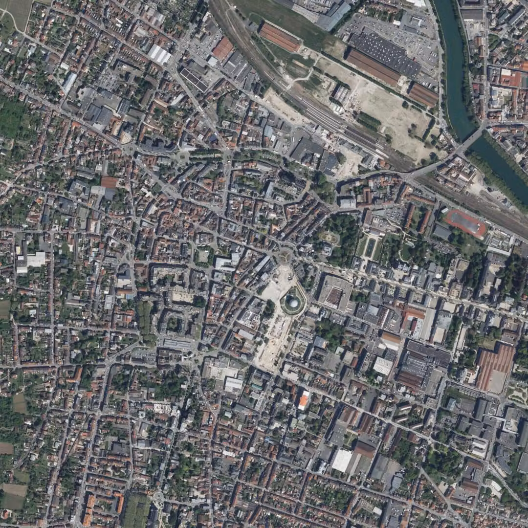 Épernay aujourd'hui, le centre vu du ciel