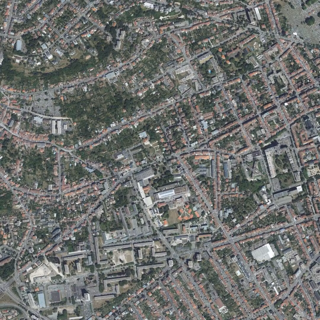 Laxou aujourd'hui, le centre vu du ciel