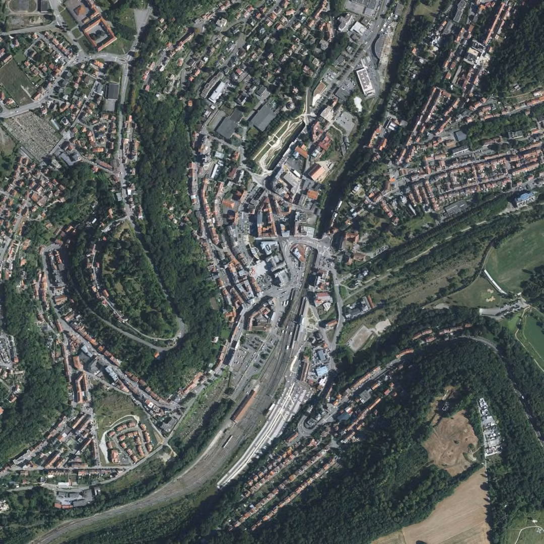 Longwy aujourd'hui, le centre vu du ciel