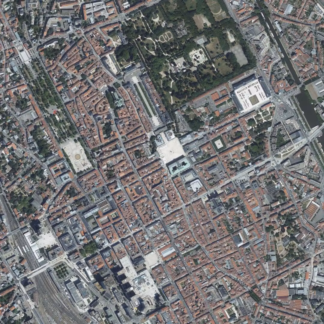 Nancy aujourd'hui, le centre vu du ciel
