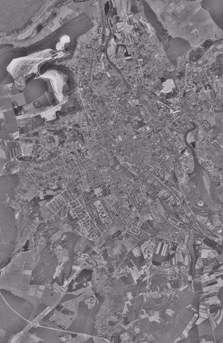 Nancy en 1958, le territoire vu du ciel, au même cadrage