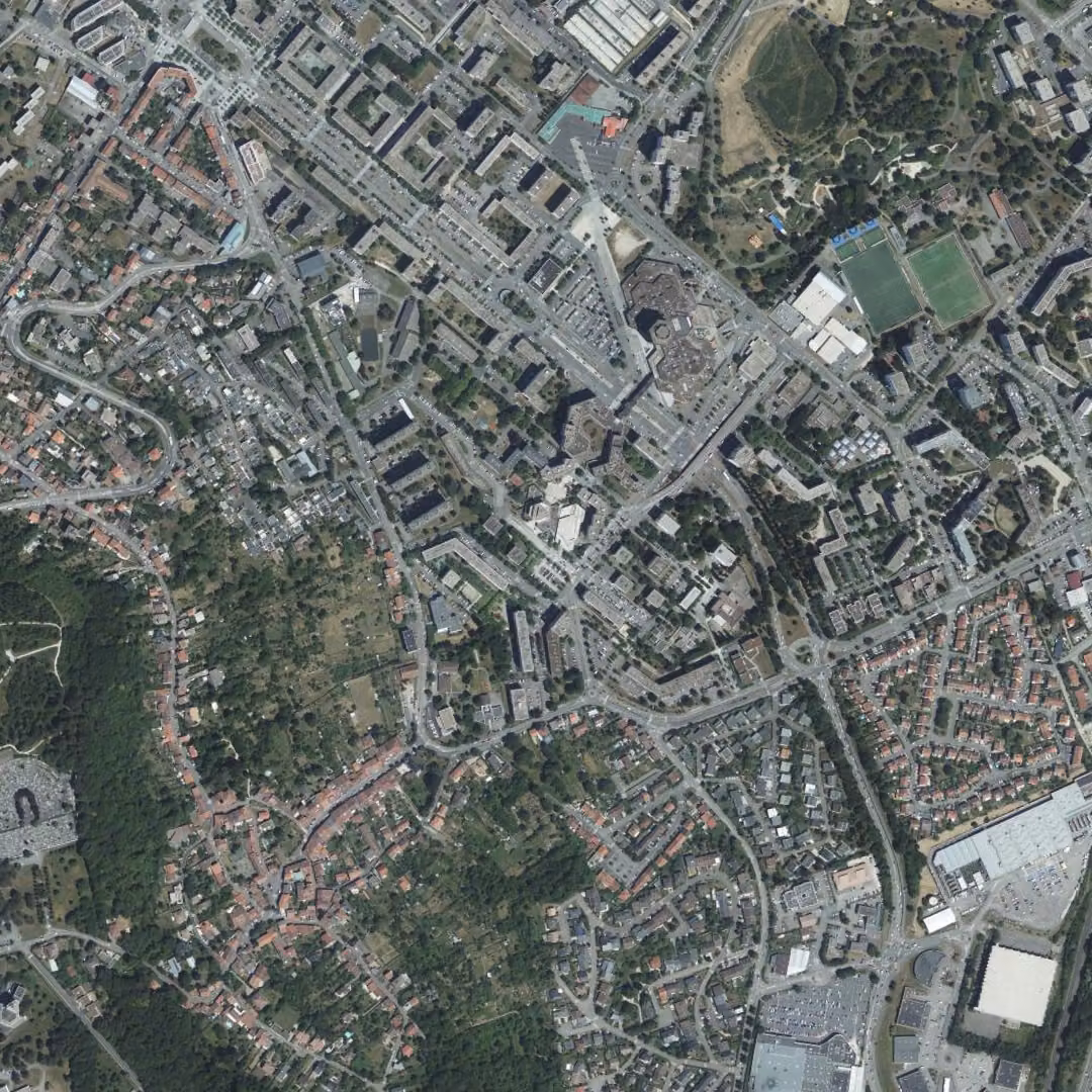 Vandœuvre-lès-Nancy aujourd'hui, le centre vu du ciel