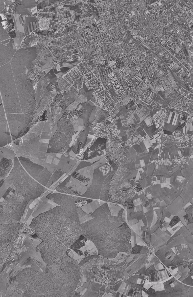 Vandœuvre-lès-Nancy en 1958, le territoire vu du ciel, au même cadrage