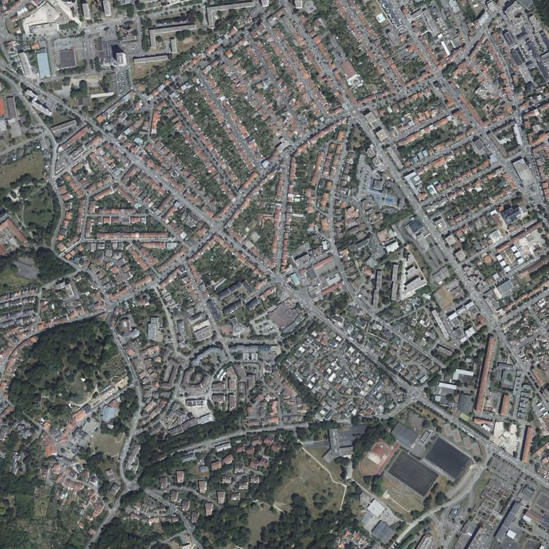Villers-lès-Nancy aujourd'hui, le centre vu du ciel