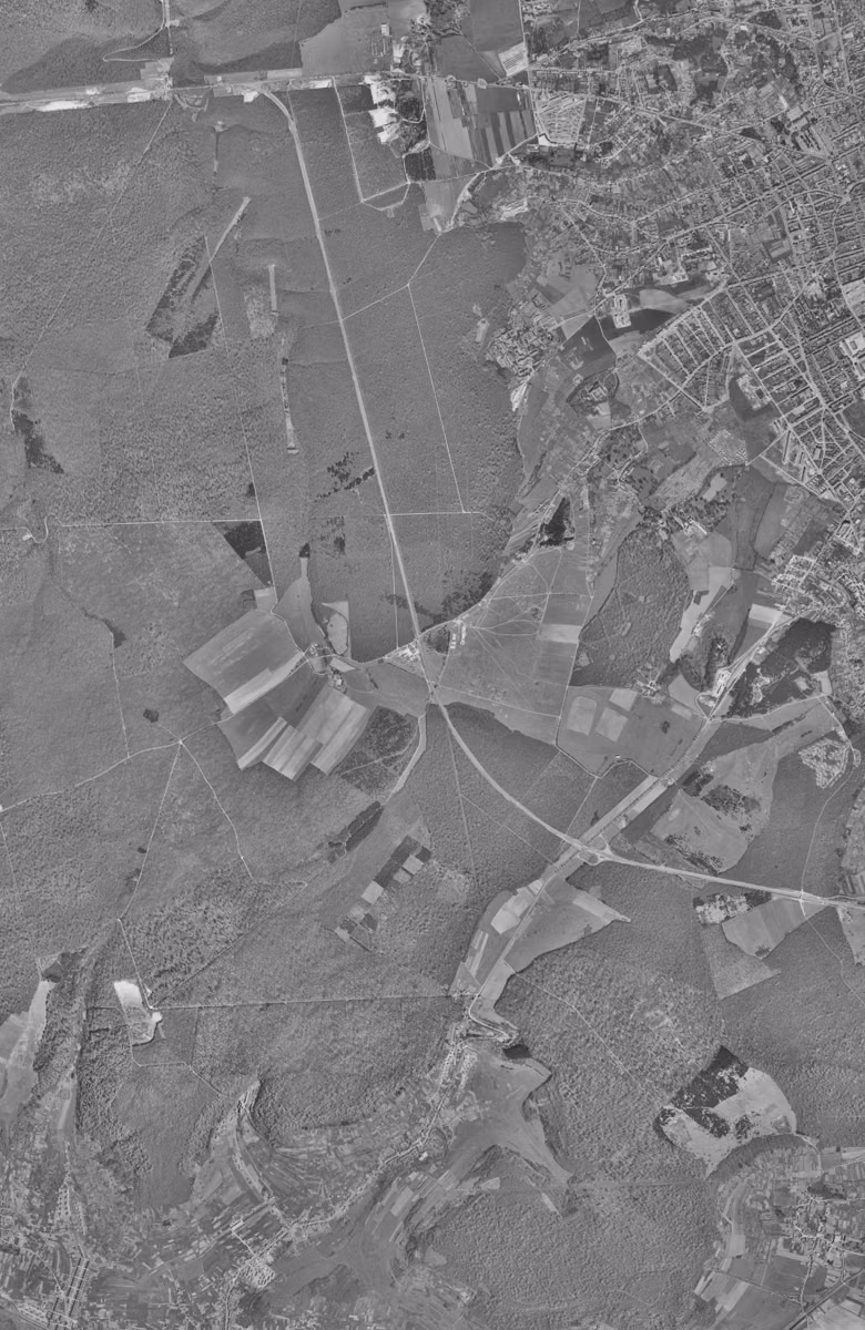 Villers-lès-Nancy en 1958, le territoire vu du ciel, au même cadrage