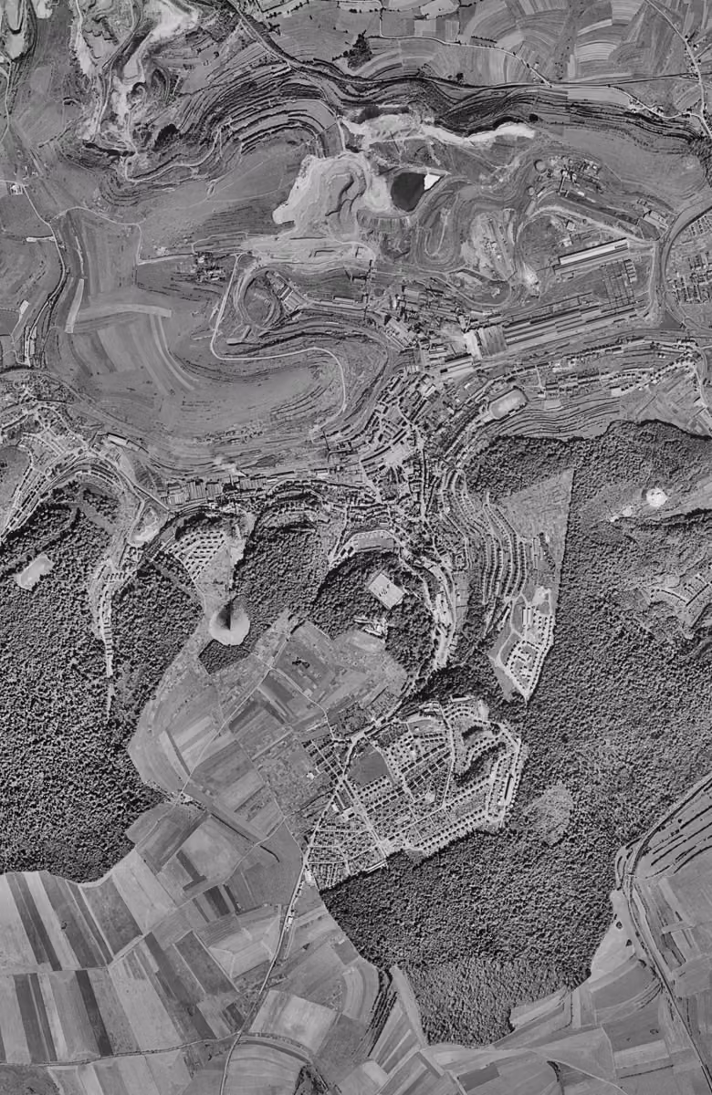Villerupt en 1960, le territoire vu du ciel, au même cadrage