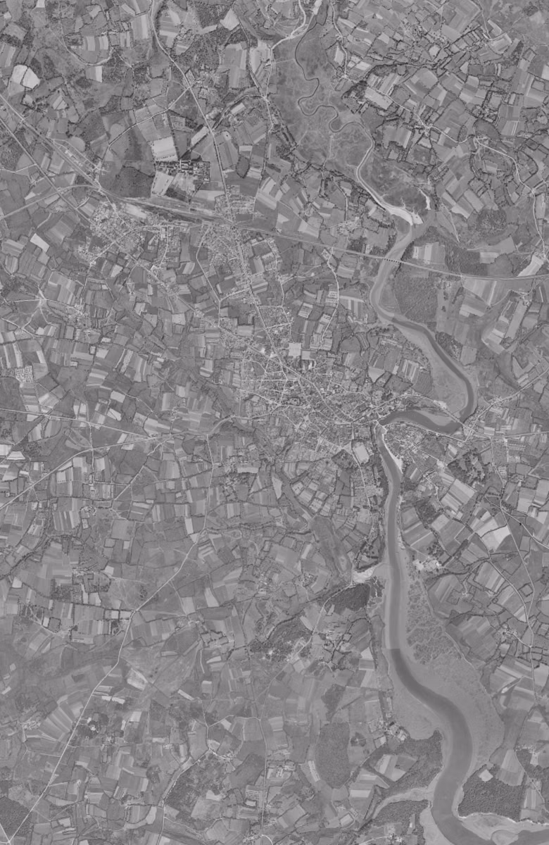 Auray en 1952, le territoire vu du ciel, au même cadrage