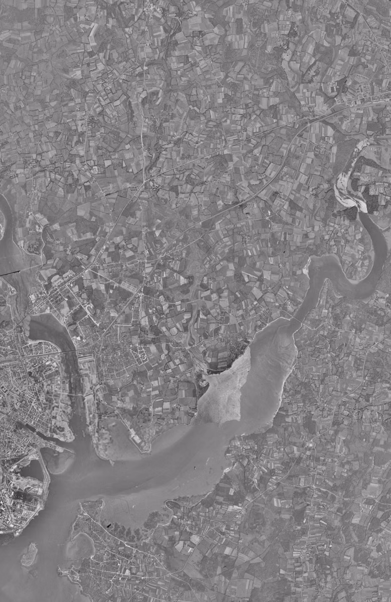 Lanester en 1952, le territoire vu du ciel, au même cadrage