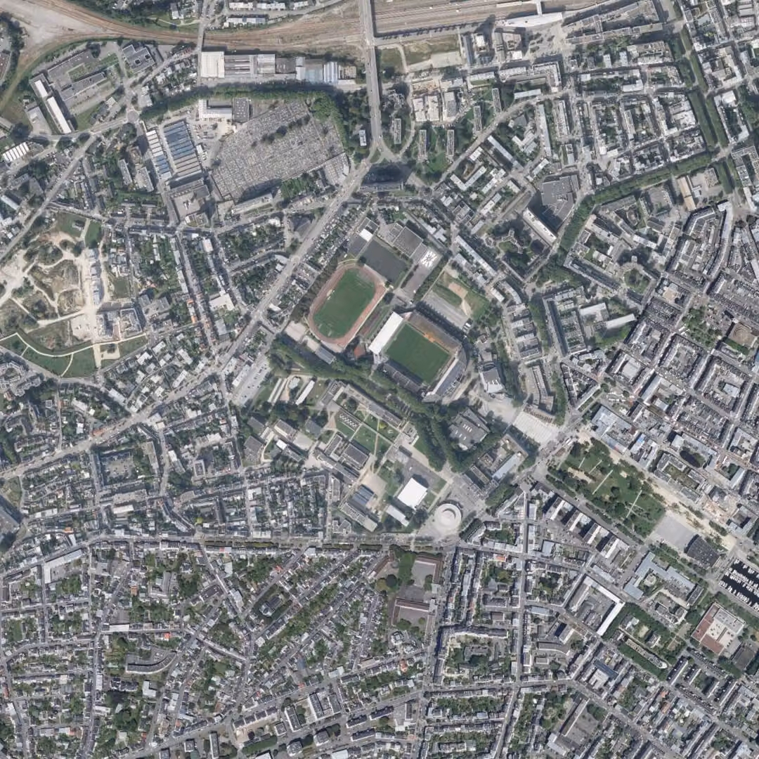 Lorient aujourd'hui, le centre vu du ciel