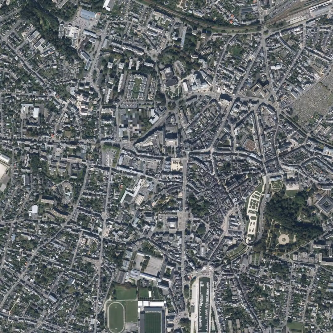 Vannes aujourd'hui, le centre vu du ciel