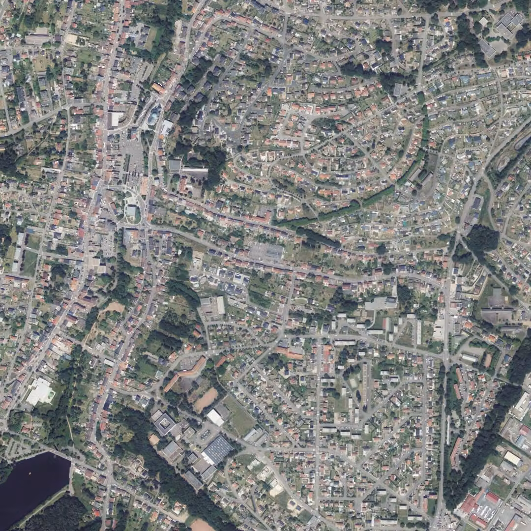 Creutzwald aujourd'hui, le centre vu du ciel