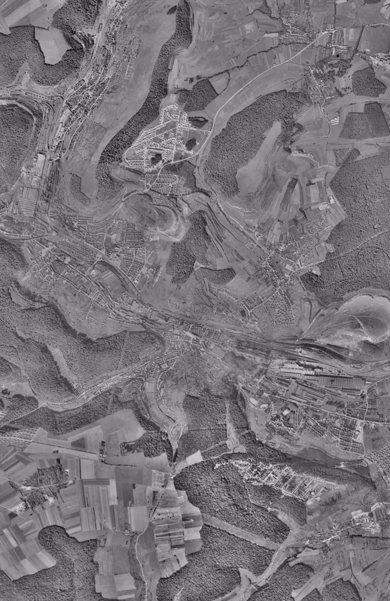 Hayange en 1960, le territoire vu du ciel, au même cadrage
