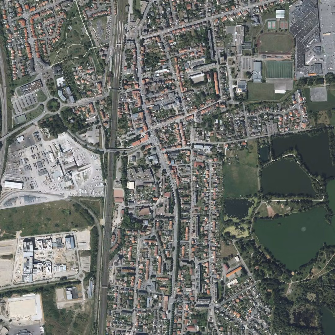 Maizières-lès-Metz aujourd'hui, le centre vu du ciel