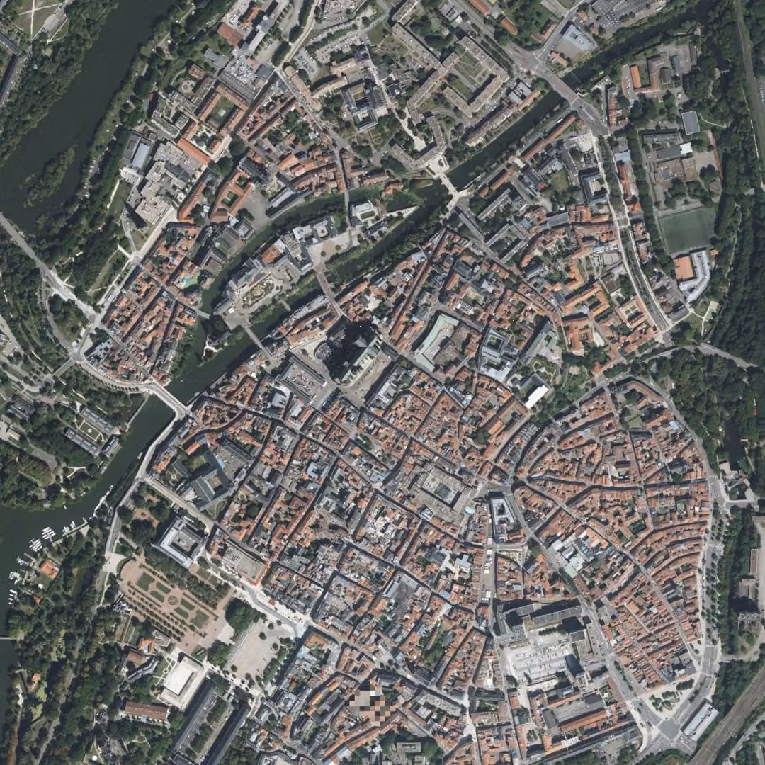 Metz aujourd'hui, le centre vu du ciel