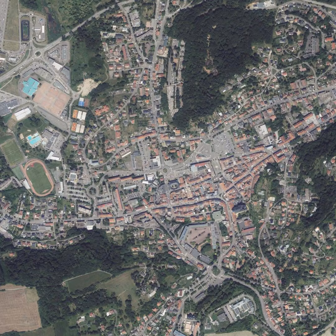 Saint-Avold aujourd'hui, le centre vu du ciel