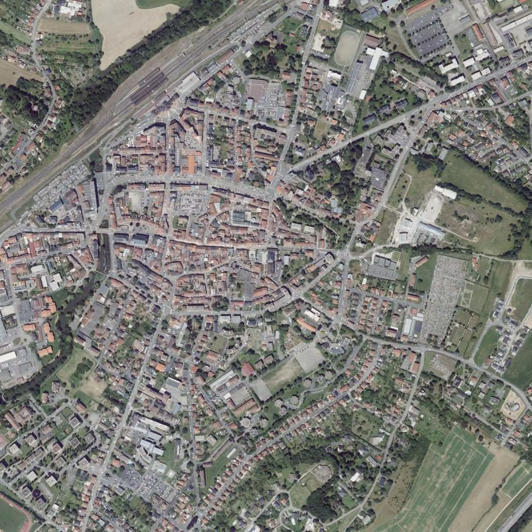 Sarrebourg aujourd'hui, le centre vu du ciel