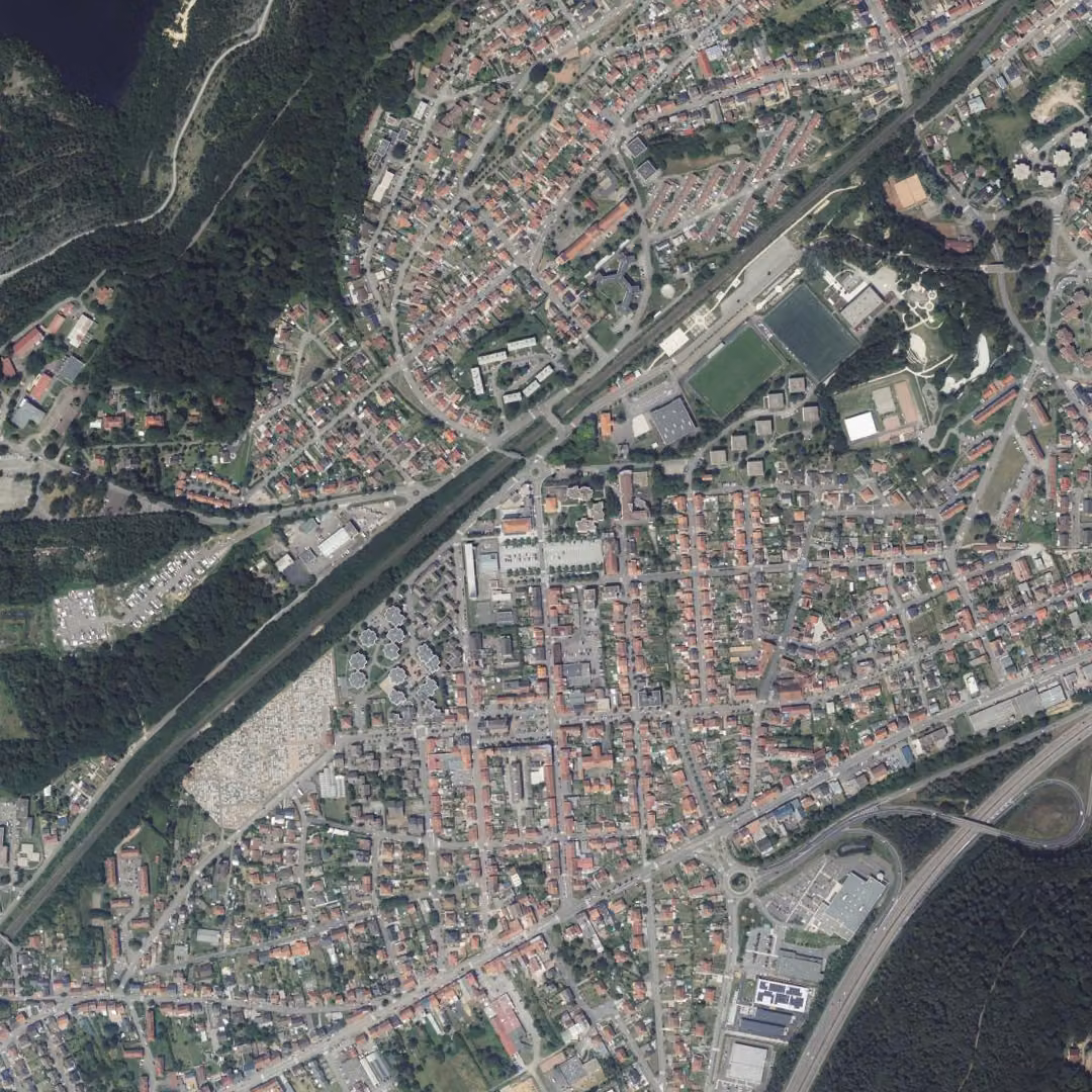 Stiring-Wendel aujourd'hui, le centre vu du ciel