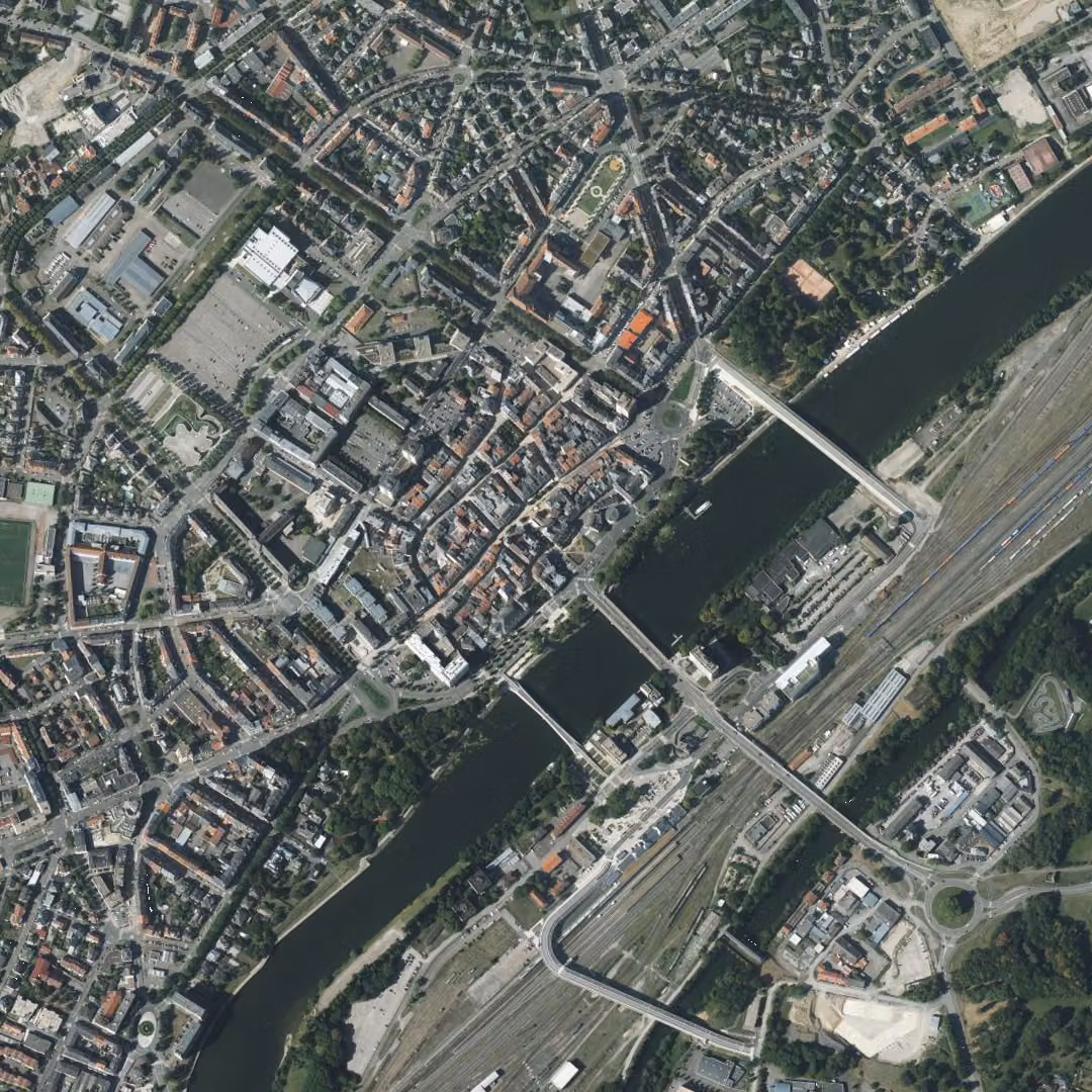 Thionville aujourd'hui, le centre vu du ciel
