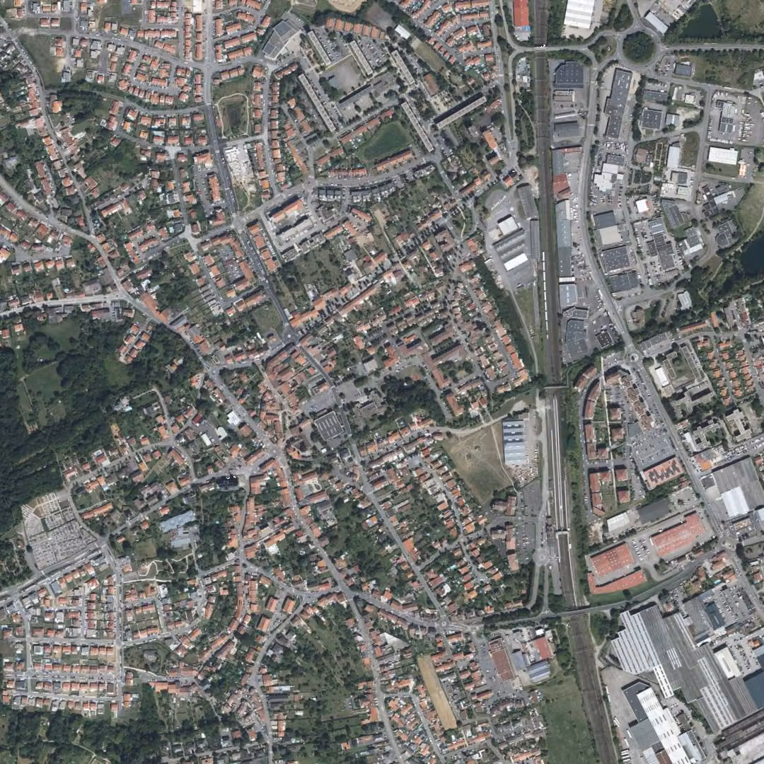 Woippy aujourd'hui, le centre vu du ciel