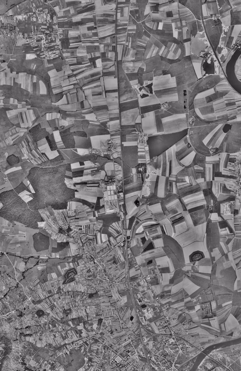 Woippy en 1955, le territoire vu du ciel, au même cadrage