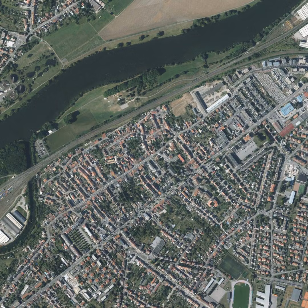 Yutz aujourd'hui, le centre vu du ciel