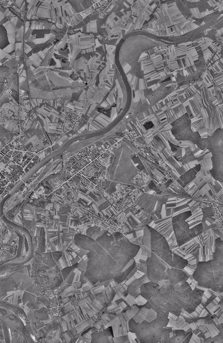 Yutz en 1955, le territoire vu du ciel, au même cadrage
