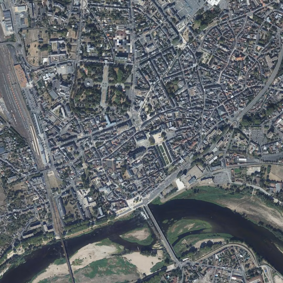 Nevers aujourd'hui, le centre vu du ciel