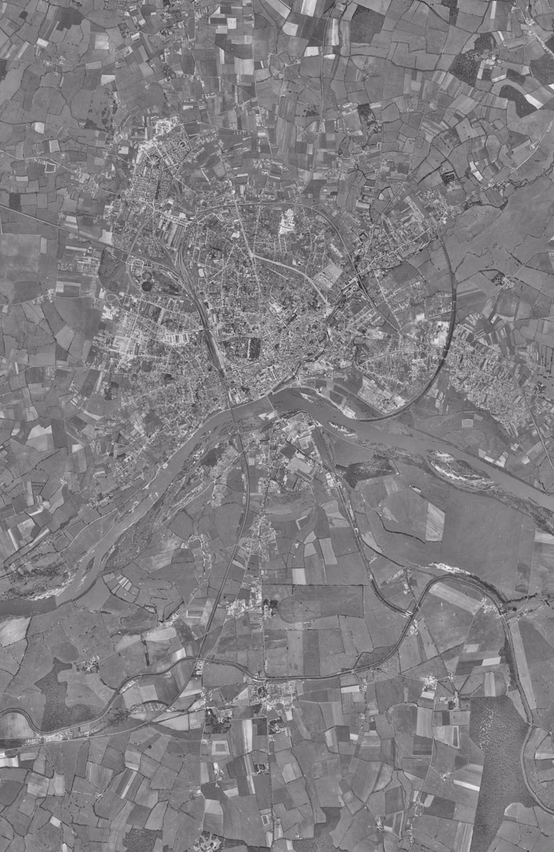 Nevers en 1957, le territoire vu du ciel, au même cadrage
