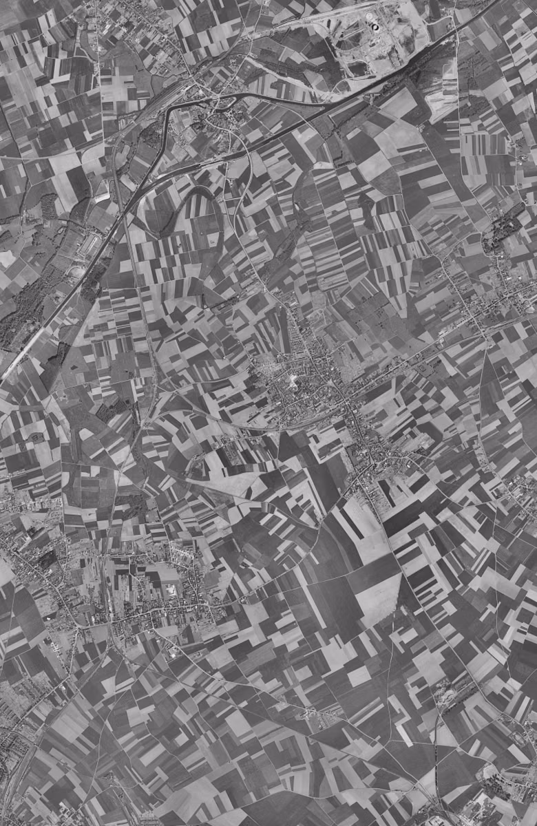 Annœullin en 1957, le territoire vu du ciel, au même cadrage