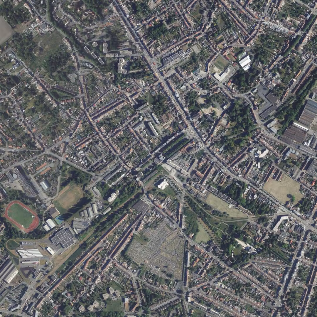Anzin aujourd'hui, le centre vu du ciel