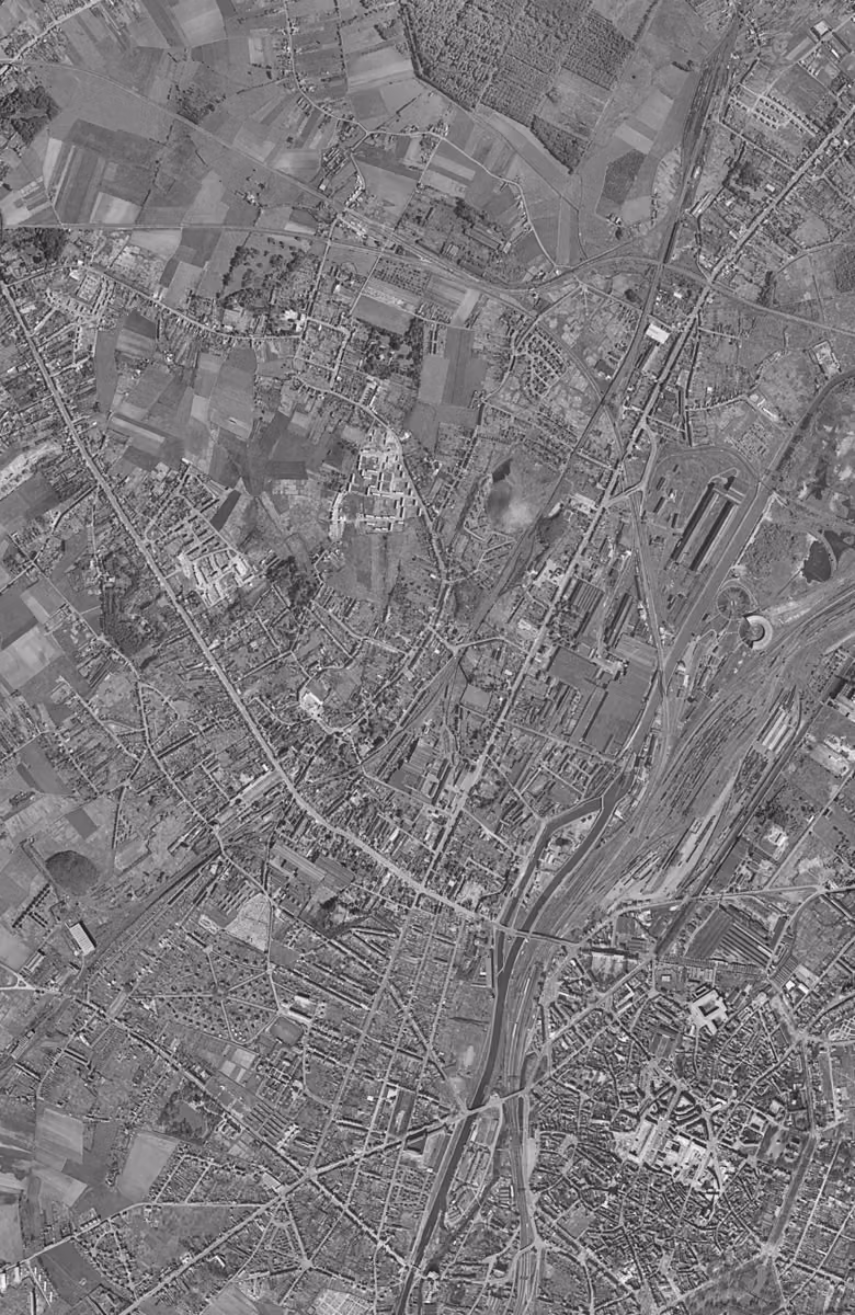 Anzin en 1957, le territoire vu du ciel, au même cadrage