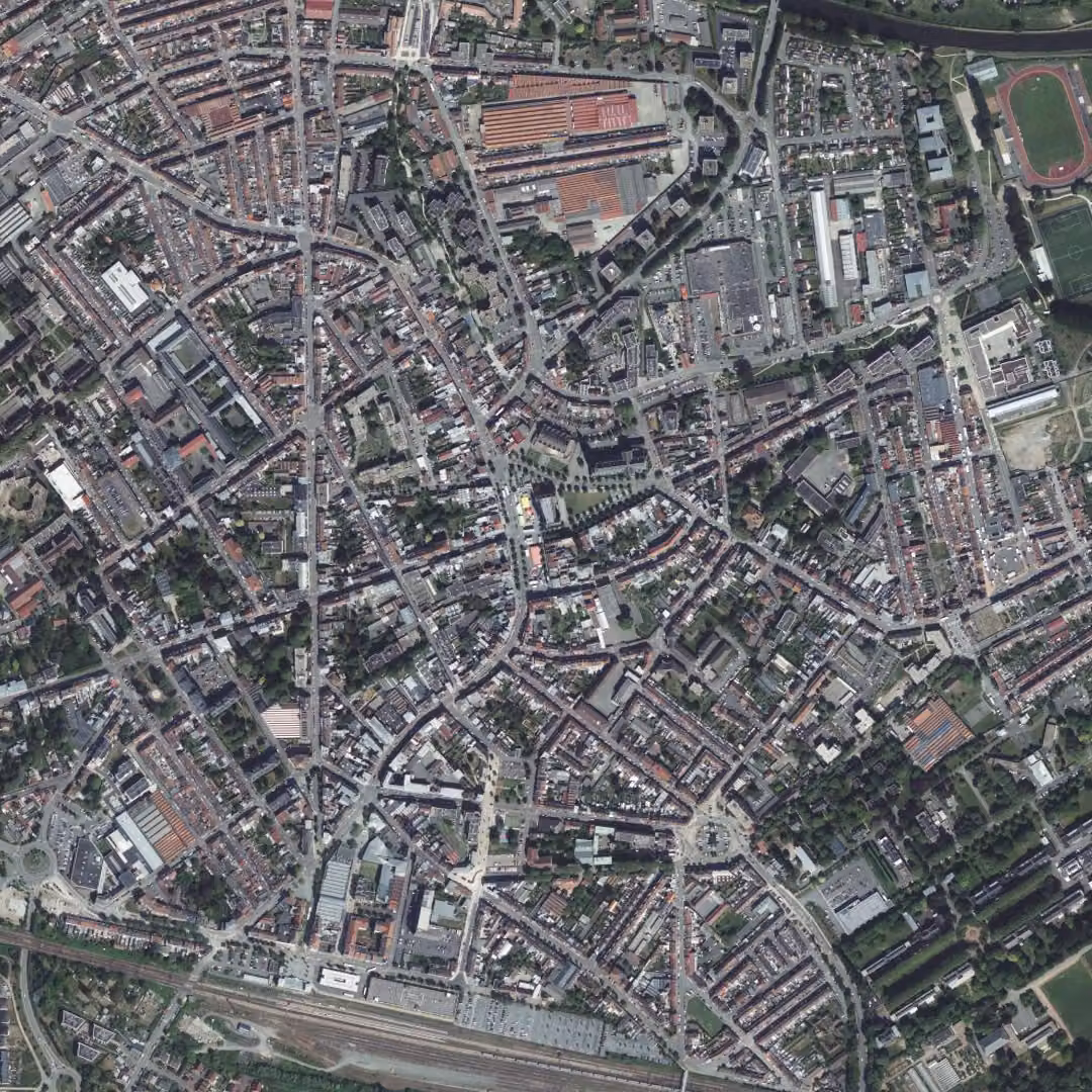 Armentières aujourd'hui, le centre vu du ciel