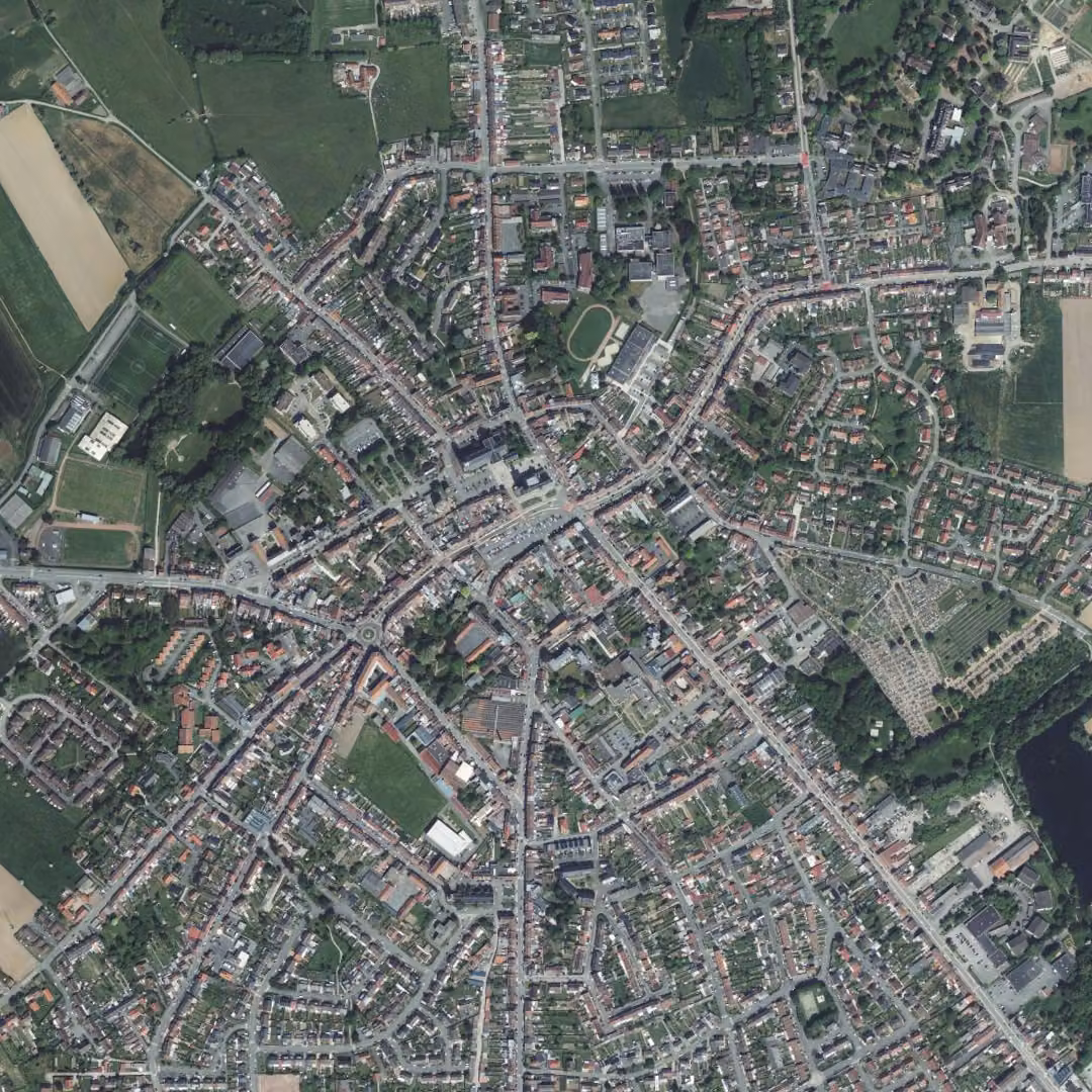 Bailleul aujourd'hui, le centre vu du ciel
