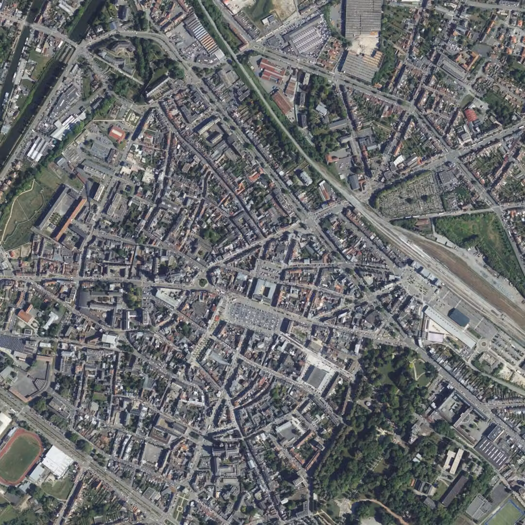 Cambrai aujourd'hui, le centre vu du ciel