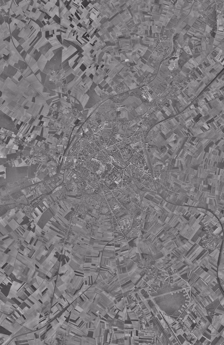 Cambrai en 1957, le territoire vu du ciel, au même cadrage
