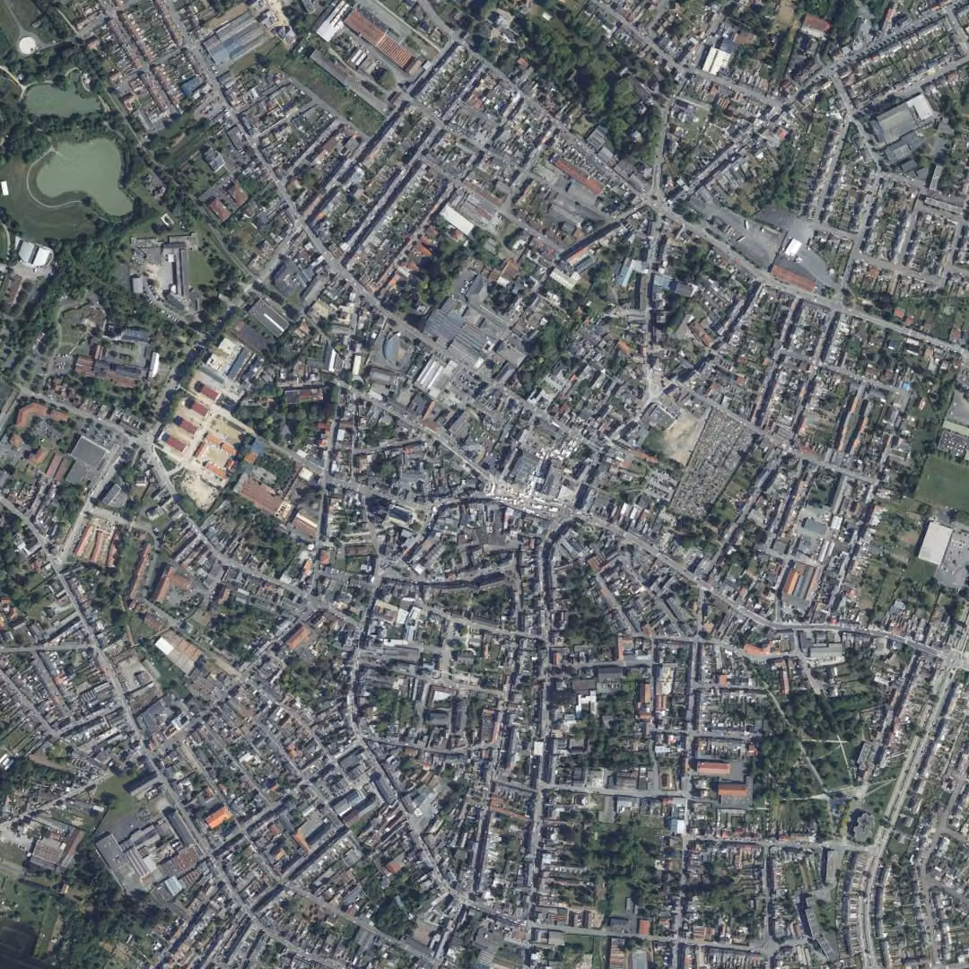Caudry aujourd'hui, le centre vu du ciel