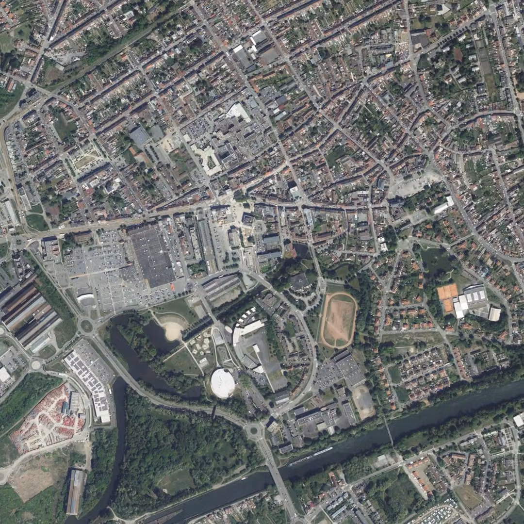 Denain aujourd'hui, le centre vu du ciel
