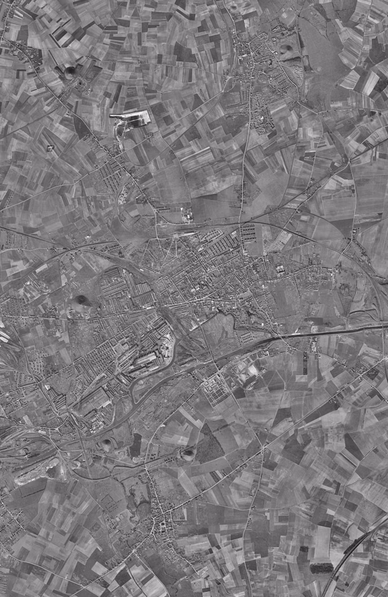 Denain en 1957, le territoire vu du ciel, au même cadrage